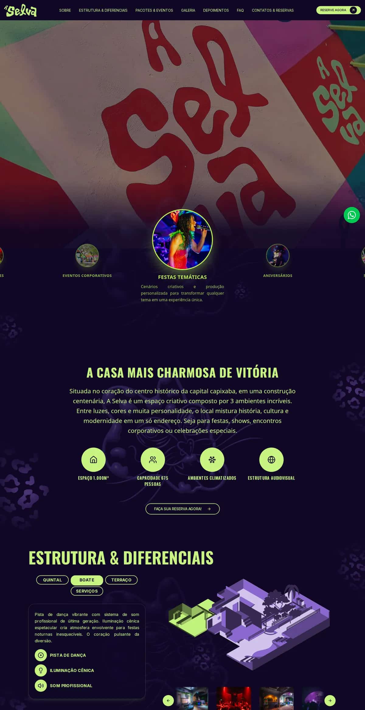 Página inicial do site de A Selva Eventos