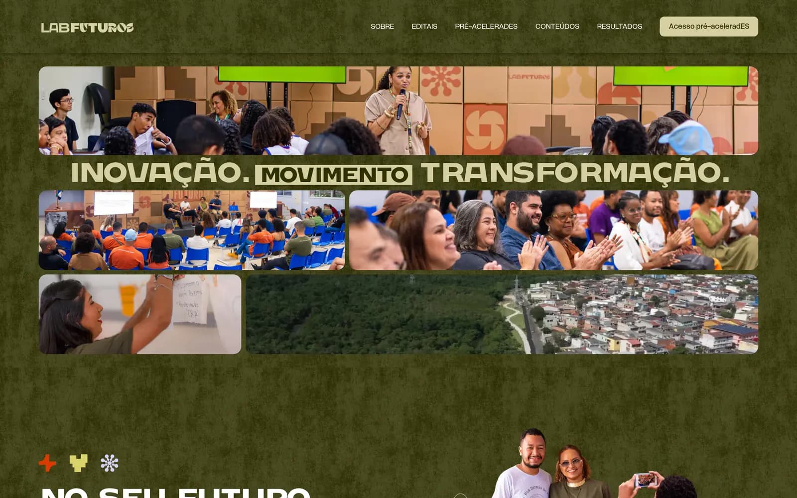 Página inicial do site do Lab Futuros no computador