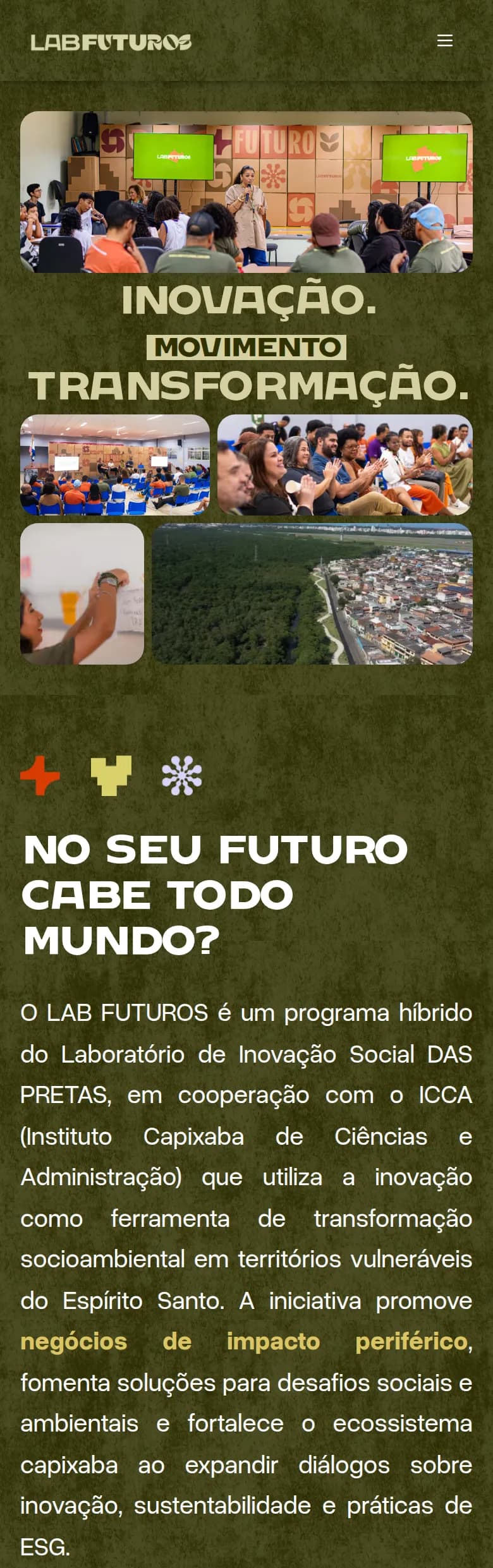 Página inicial do site do Lab Futuros
