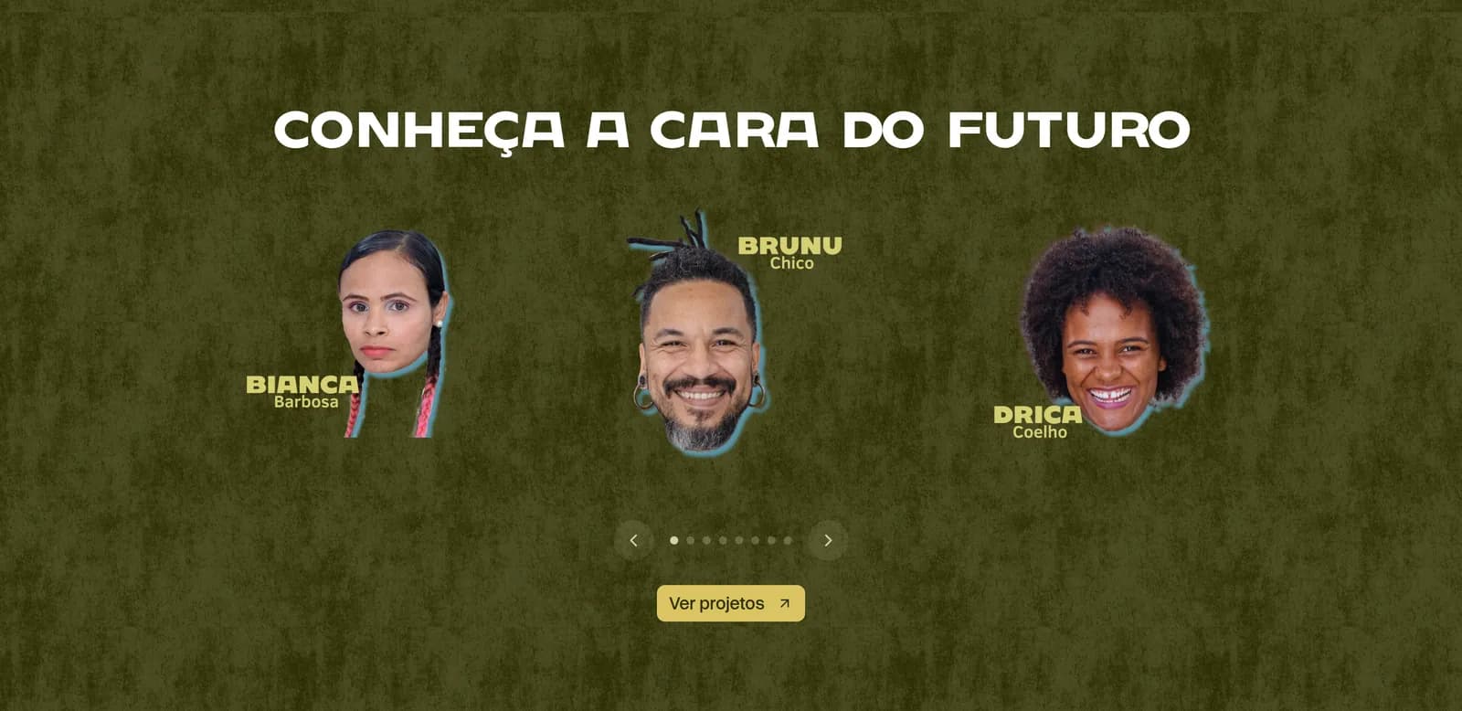 Seção com fotos de participantes do programa no site do Lab Futuros