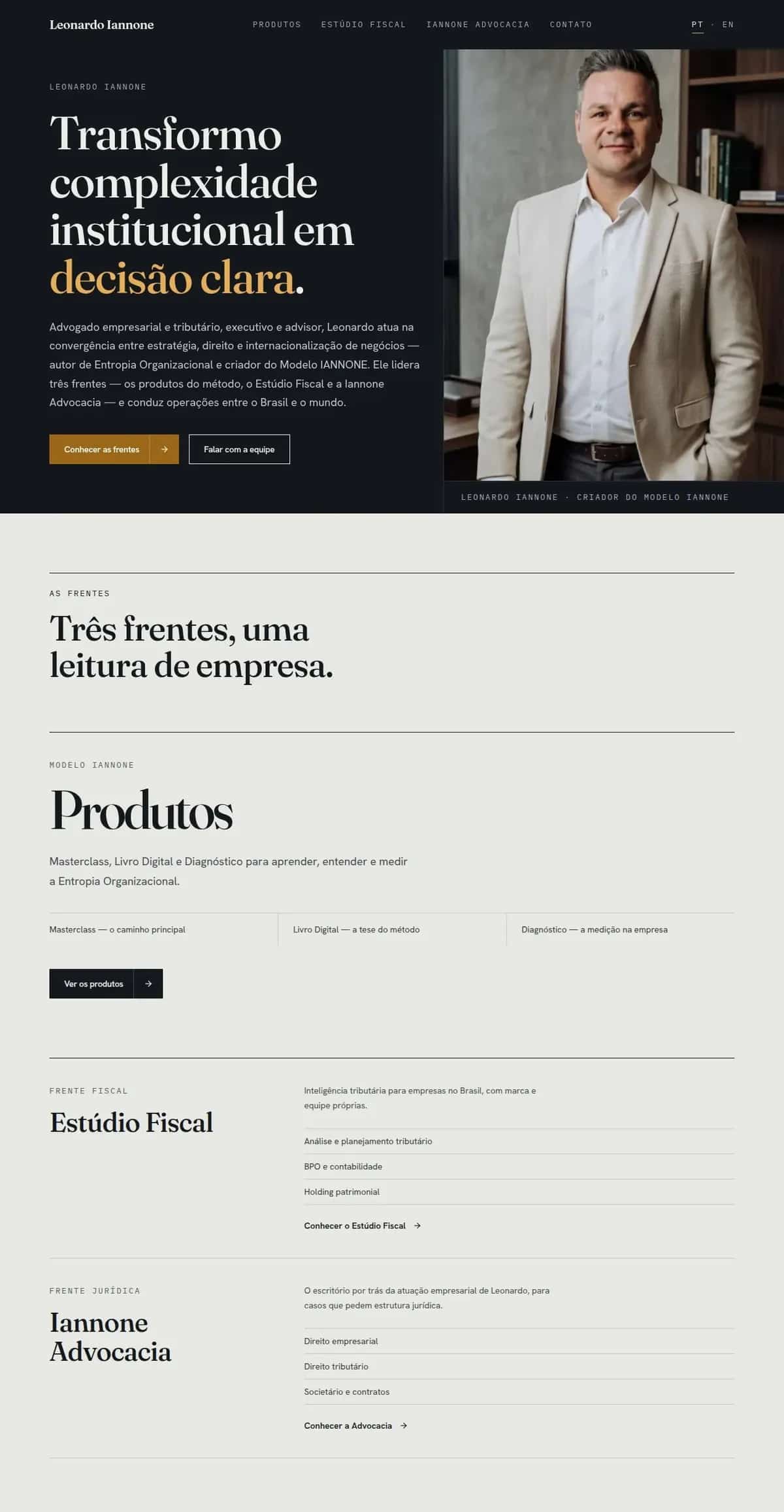 Página inicial do site de Leonardo Iannone