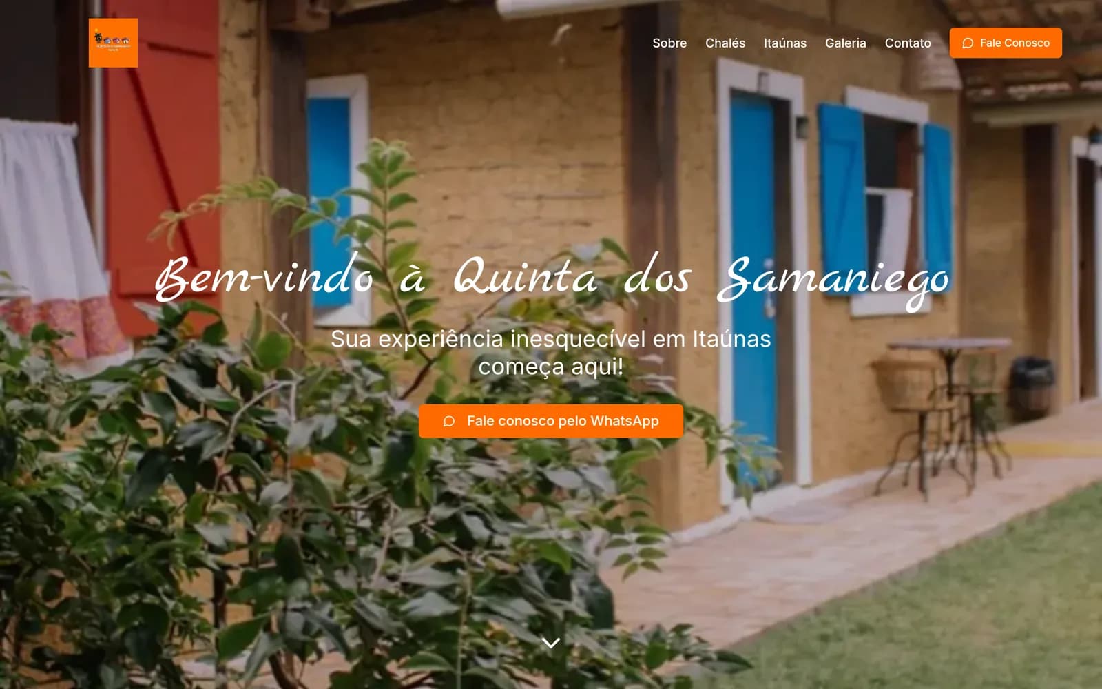 Página inicial do site da Quinta dos Samaniego